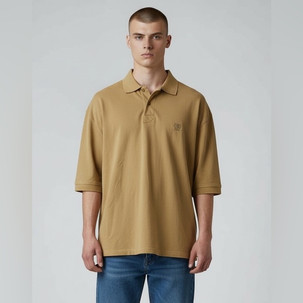 IZOD Tan Polo Shirt 3/4 Sleeve Casual Classic Comfy‎ Top Men's XL